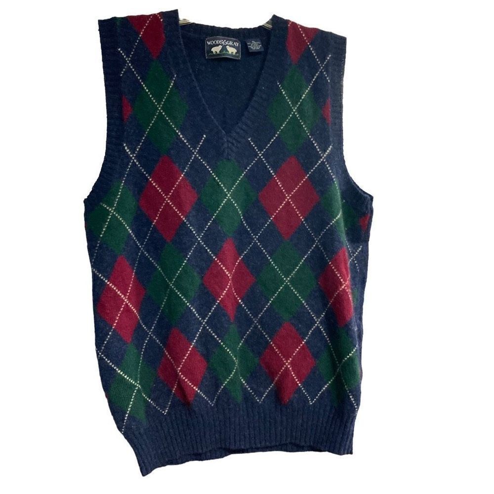 WOODS & GRAY Boy’s ‎ Argyle Lambswool Vintage Retro Design Sweater Vest Blue